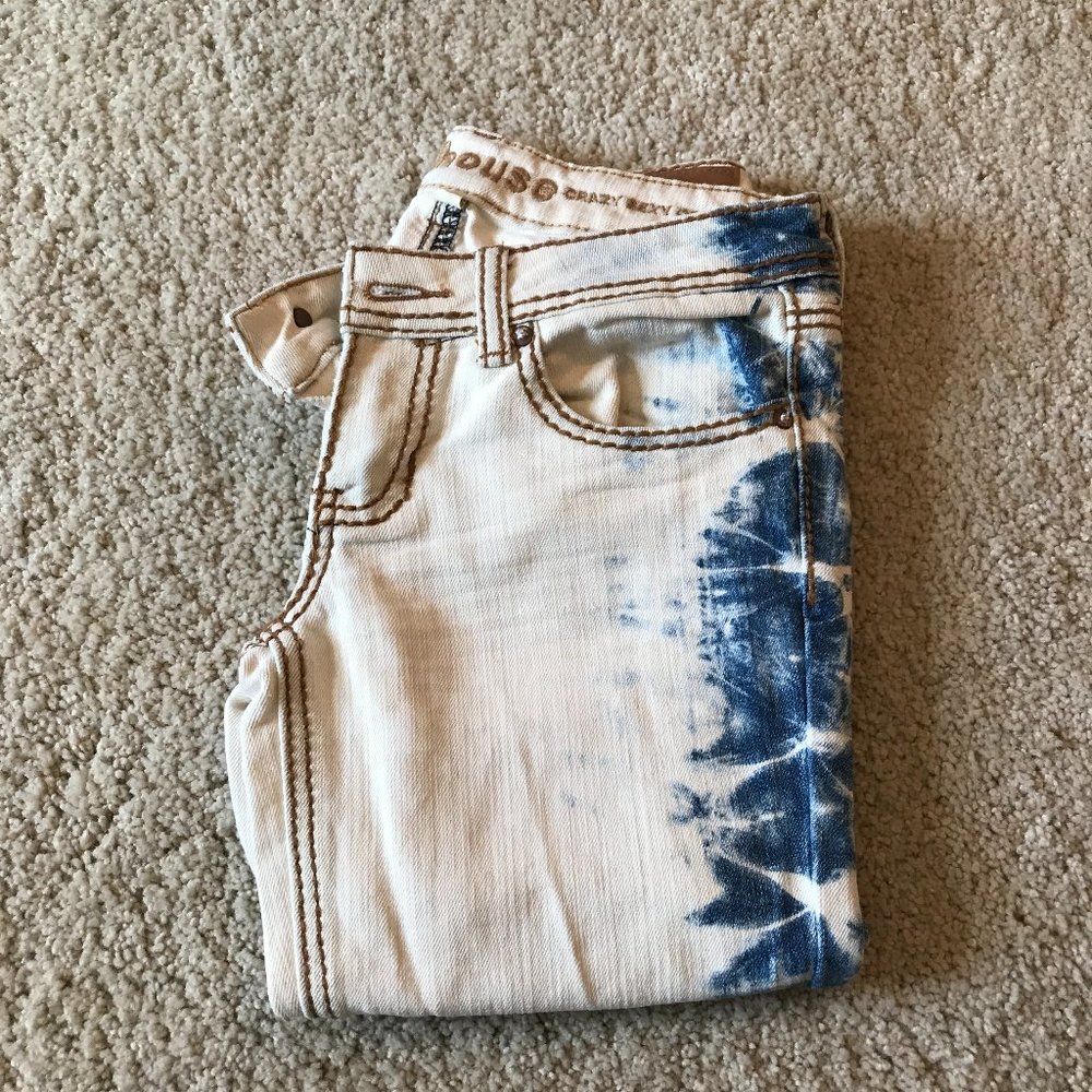 Dollhouse White & Blue Jeans with Brown Stitching